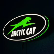 Load image into Gallery viewer, Arctic Cat led sign with green panther on a black background