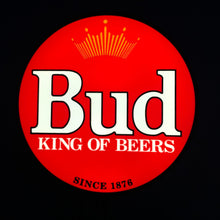Load image into Gallery viewer, Budweiser logo with red circle and white text on a black background on LED indoor sign