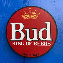 Load image into Gallery viewer, Budweiser logo with &#39;King of Beers&#39; text on a red background on indoor LED sign