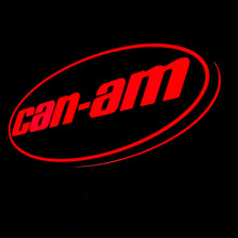 Load image into Gallery viewer, Can-Am logo in red on led indoor sign on a black background