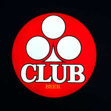 Load image into Gallery viewer, Red circle with white logo and &#39;CLUB BEER&#39; text on a black background on a LED indoor sign