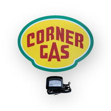 Load image into Gallery viewer, Corner Gas LED indoor sign with a power adapter on a white background