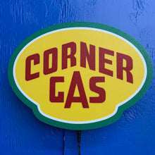 Load image into Gallery viewer, Oval LED indoor sign with &#39;Corner Gas&#39; text on a blue background