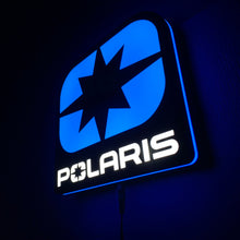 Load image into Gallery viewer, LED  sign with Polaris logo on a dark background