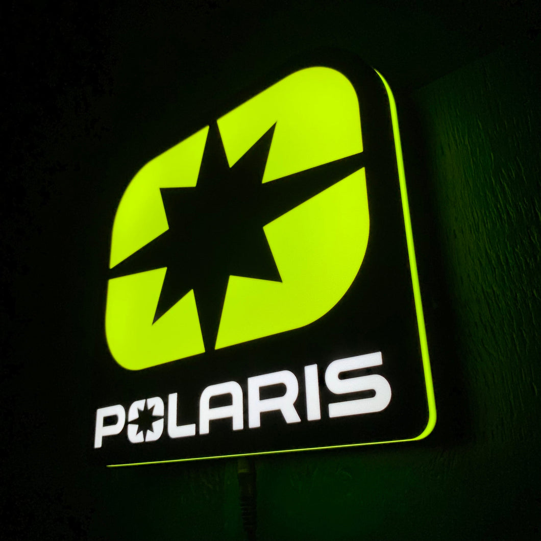 Polaris led sign on a dark background