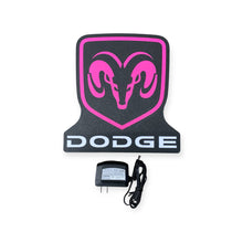 Load image into Gallery viewer, Black and pink Dodge led sign with a power adapter on a white background
