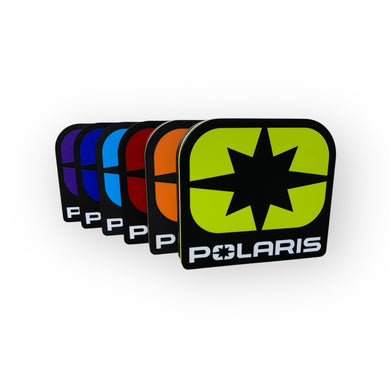 Set of Polaris led signs in various colors on a white background