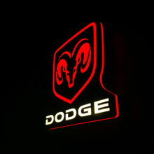Load image into Gallery viewer, Dodge led sign with red ram symbol and white text on a black background