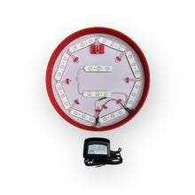 Load image into Gallery viewer, Circular LED light fixture with wiring and a power adapter on a white background