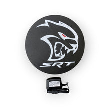 Load image into Gallery viewer, Round black SRT led sign with a power adapter on a white background