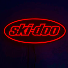 Load image into Gallery viewer, Red &#39;Ski-doo&#39; led sign lit up on a dark background
