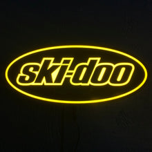 Load image into Gallery viewer, Yellow &#39;Ski-Doo&#39; led sign lit up on a black background